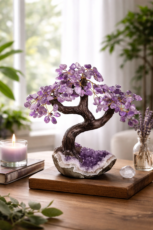Branch Gemstone Tree on Amethyst Base 10”*13“ : Amethyst Tree