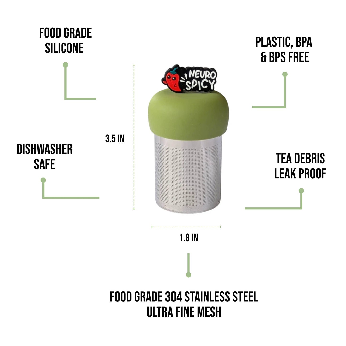 Neurospicy | Floating Tea Steeper | Green Base | Black Icon