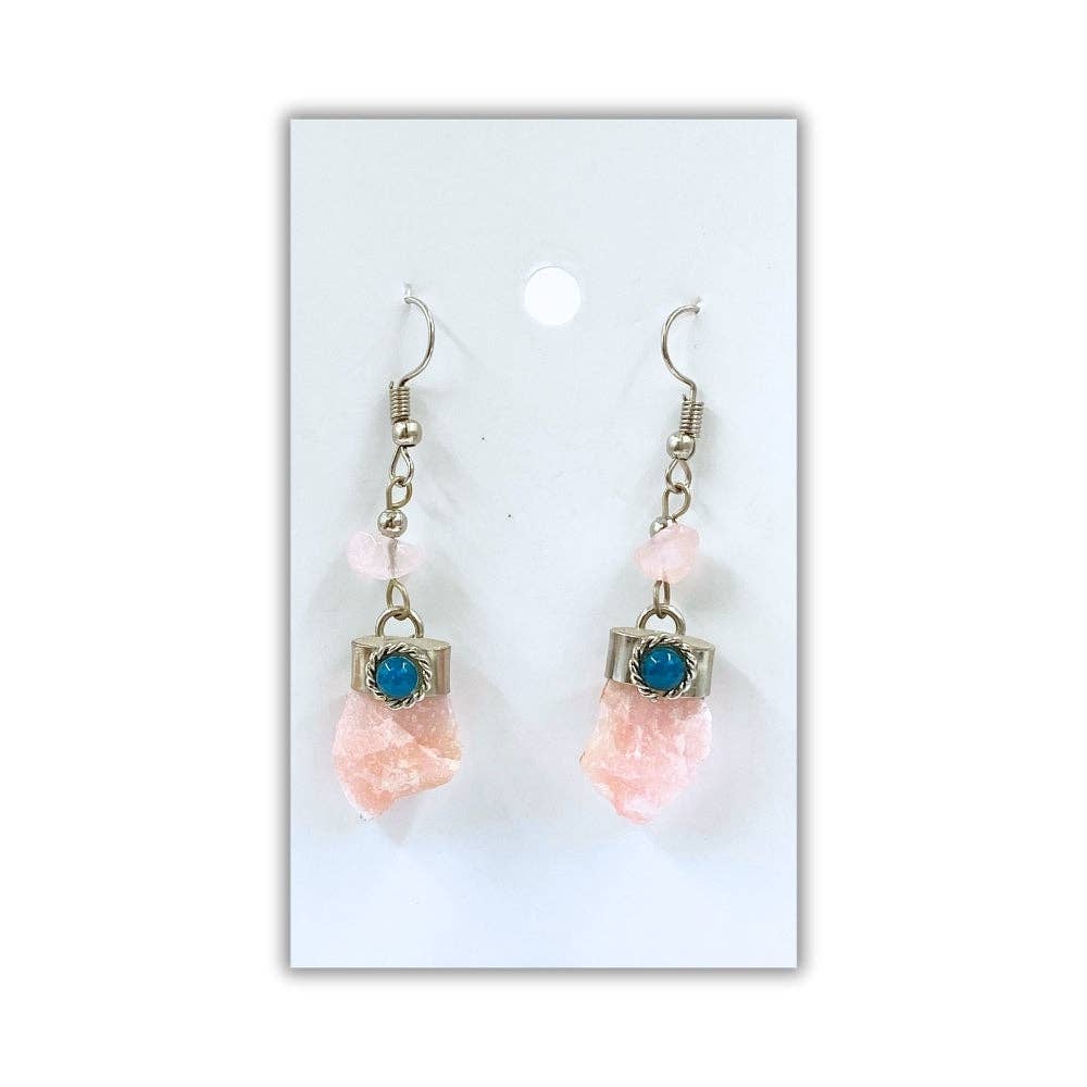Earring - Dangle Raw Stone, Assorted<br>