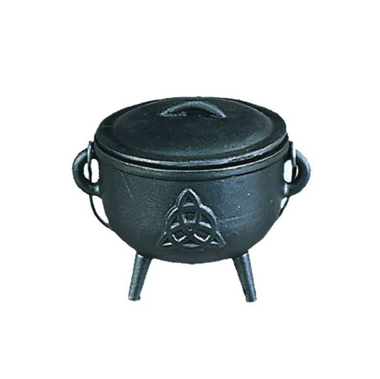 Triquetra Cast Iron Cauldron w/ Lid (4.5 in.)