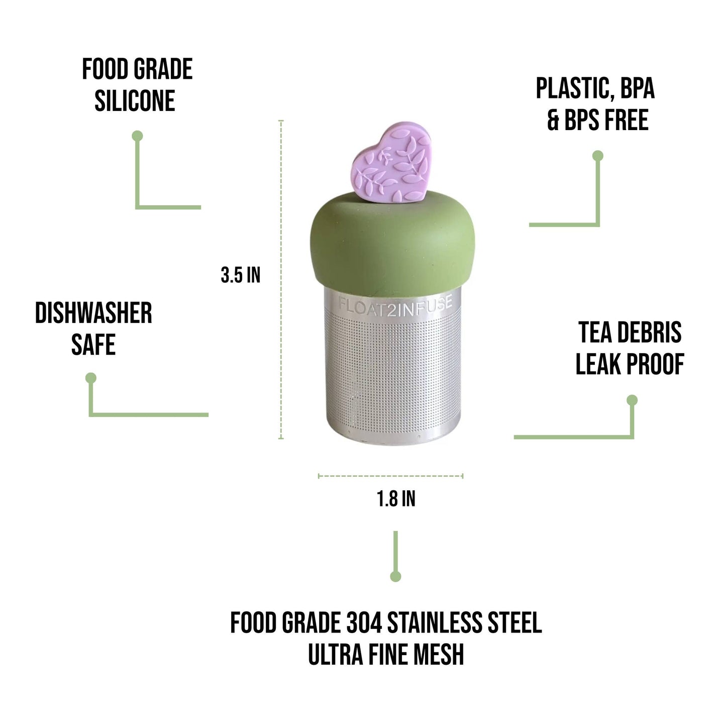 Lavender Heart | Floating Tea Steeper | Green Base | Floral