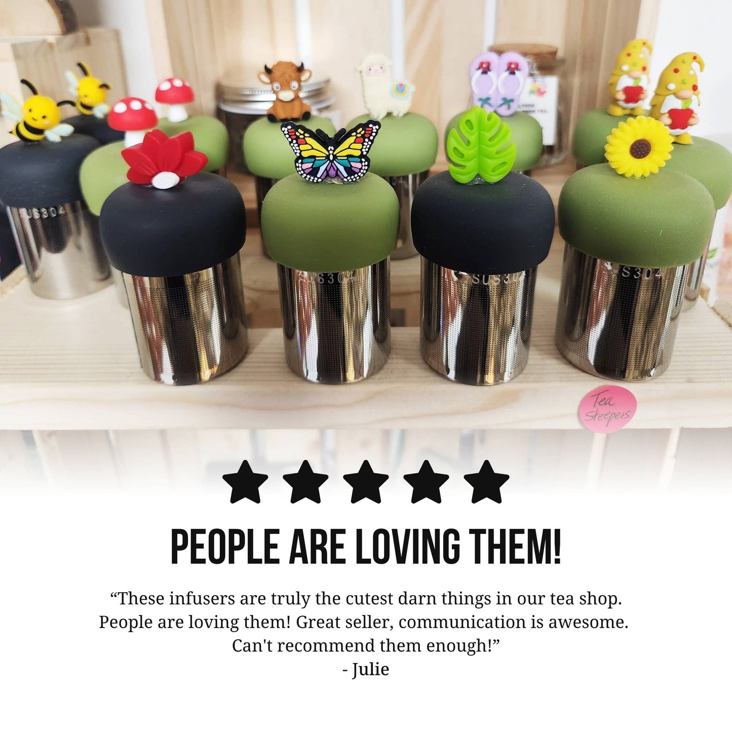 Red Fox | Floating Tea Steeper | Green Base | White Strip