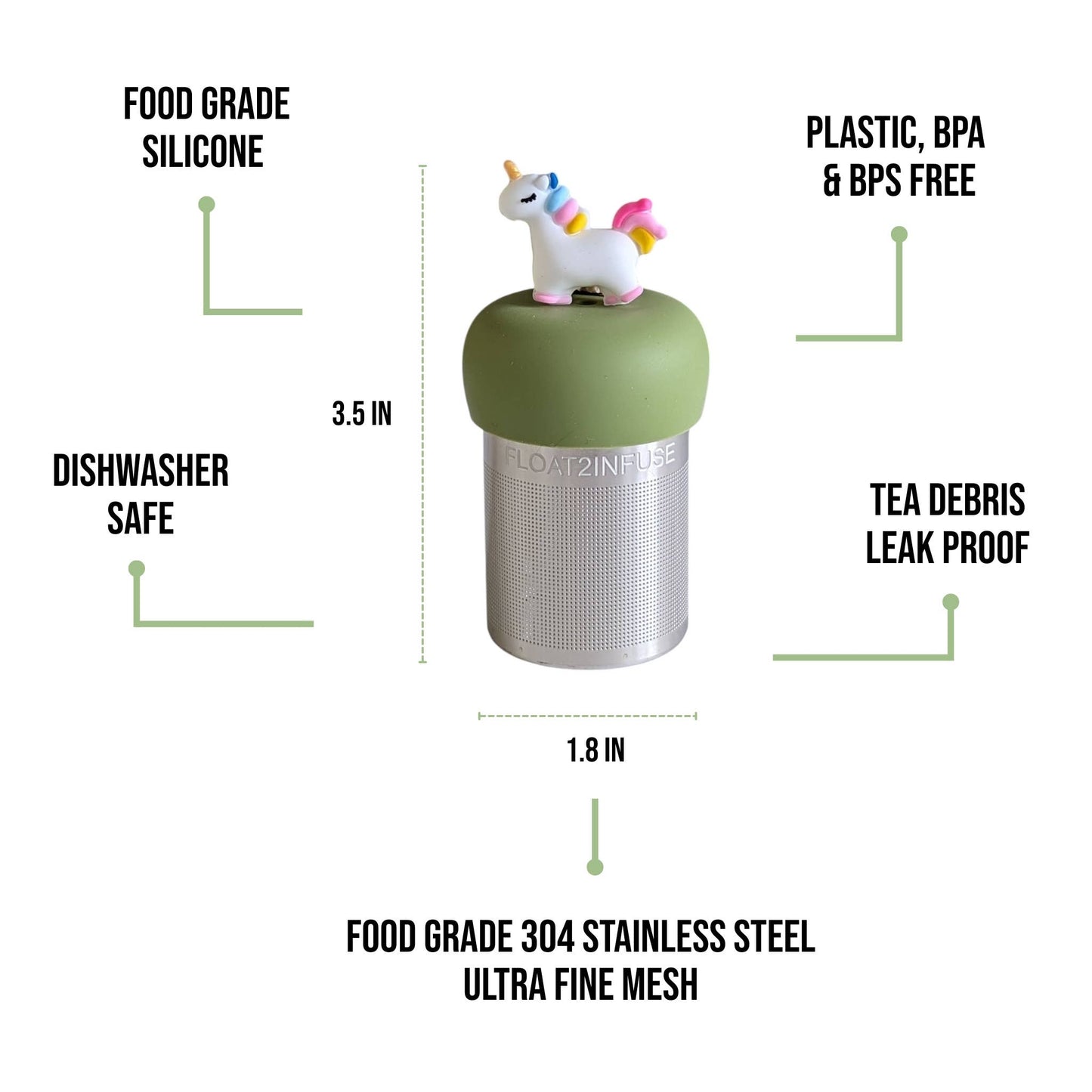 Sparkly Unicorn | Floating Tea Steeper | Green Base | White