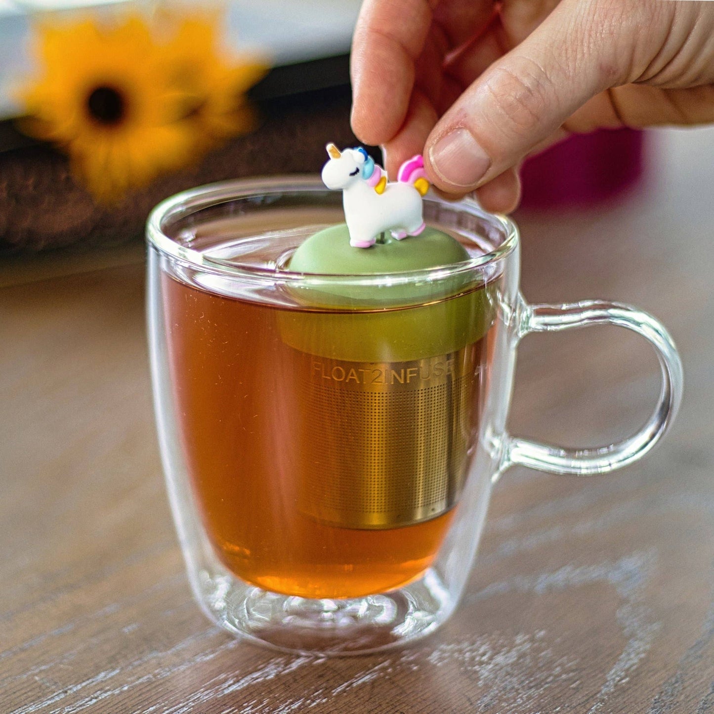 Sparkly Unicorn | Floating Tea Steeper | Green Base | White