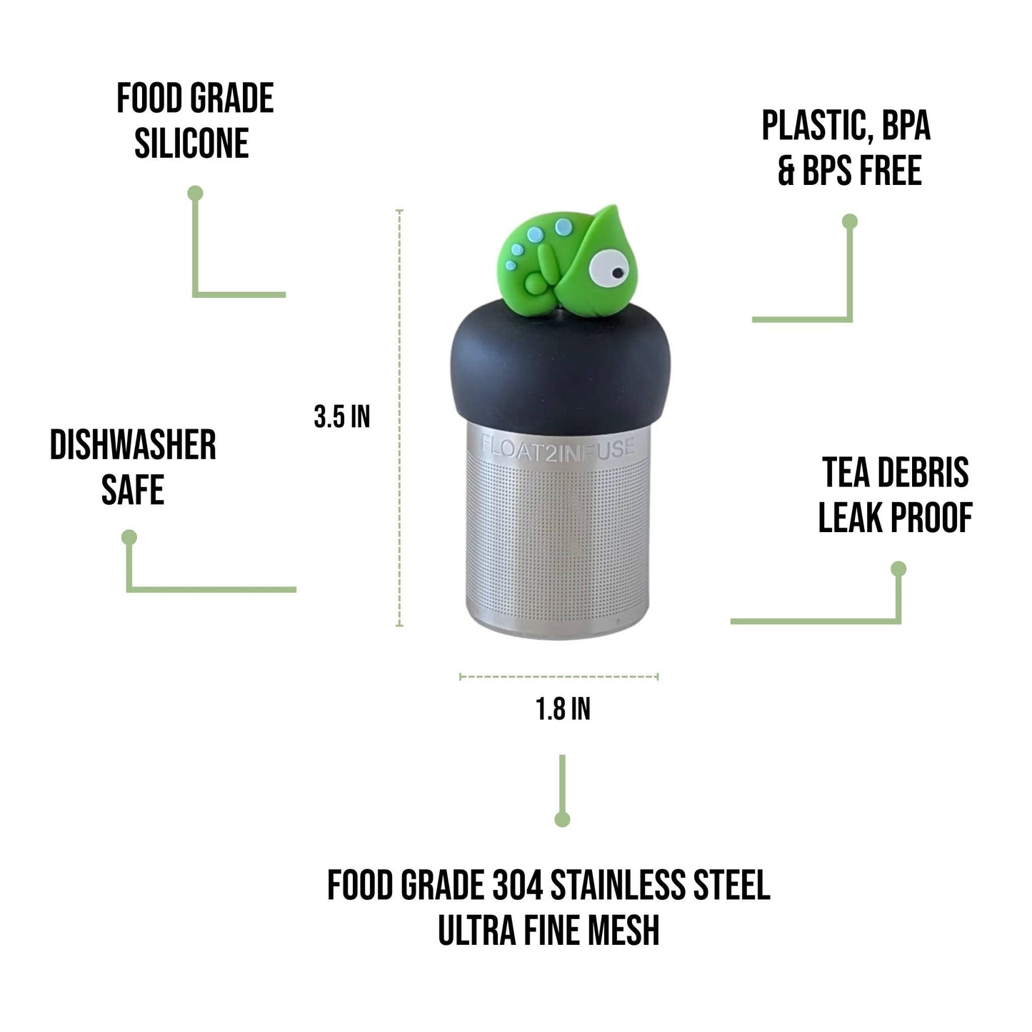 Floating Chameleon Tea Infuser I Grey Base