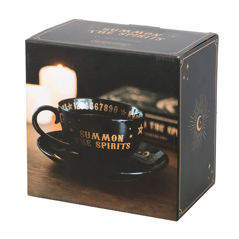 Black Talking Board Teacup and Saucer