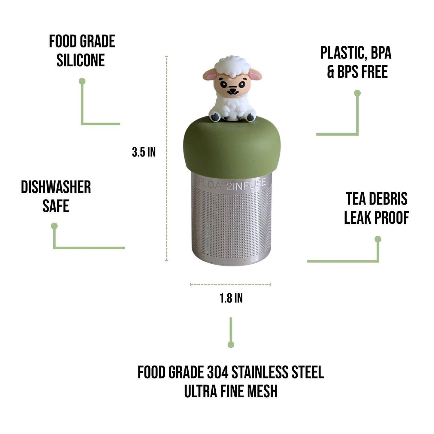 Fluffy White Sheep | Floating Tea Steeper | Green Base