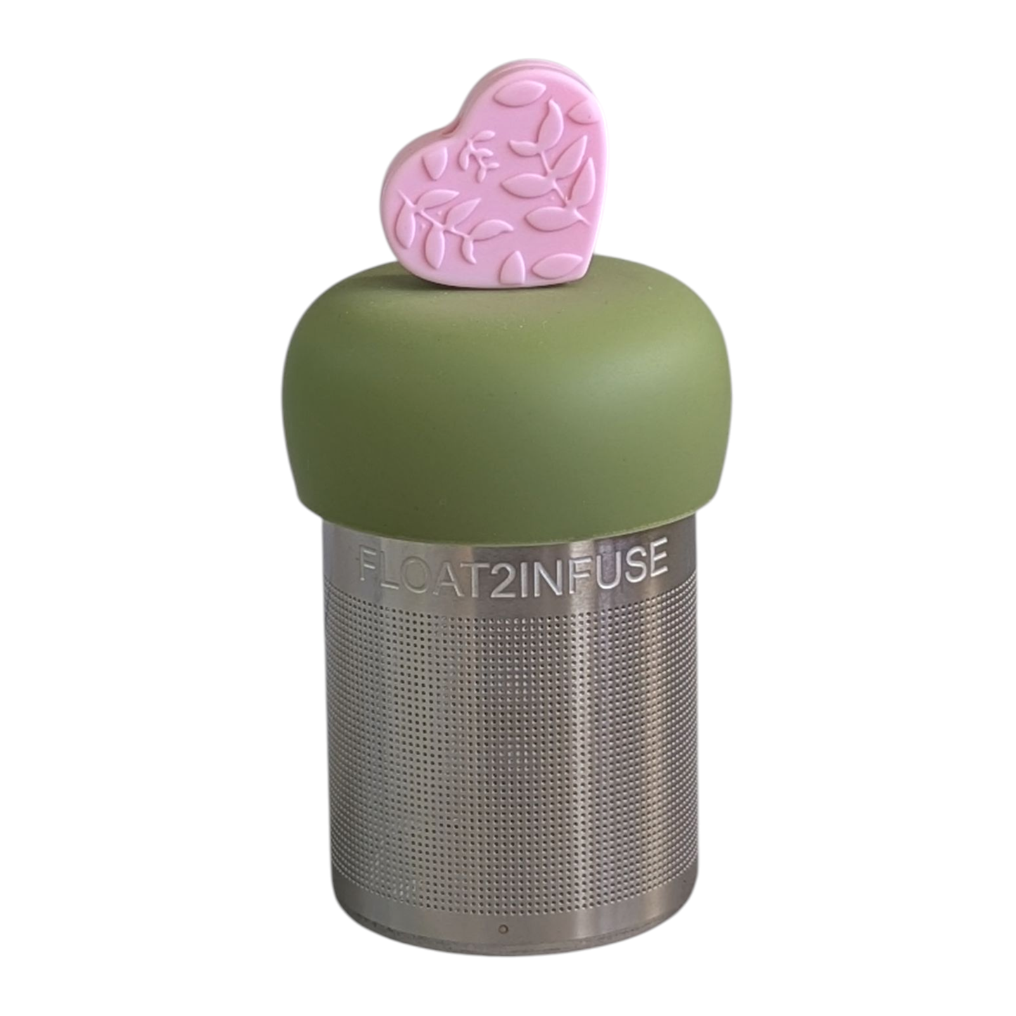 Light Pink Leaf Heart | Floating Tea Steeper | Green Base