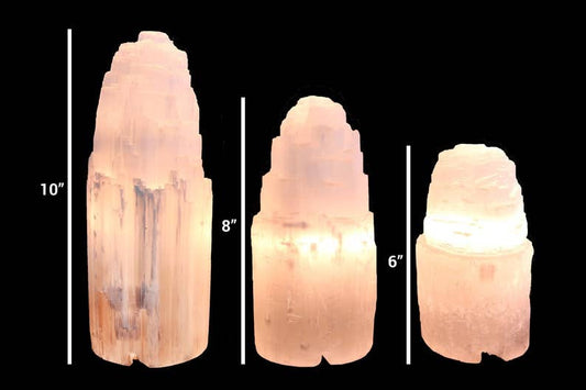 Crystal Lamp w/ Cord + Bulb - Selenite (8 in.)