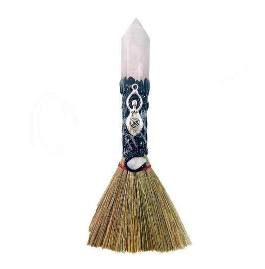 BROOM - ROSE QUARTZ POINT GODDESS