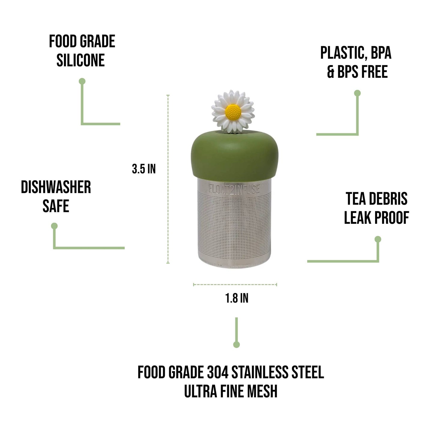 White Daisy | Floating Tea Infuser | Green Base | White