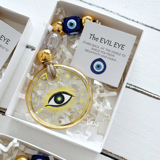 Gold Evil Eye Wall Hanging, Christmas Ornament, Corporate: White / Style 2