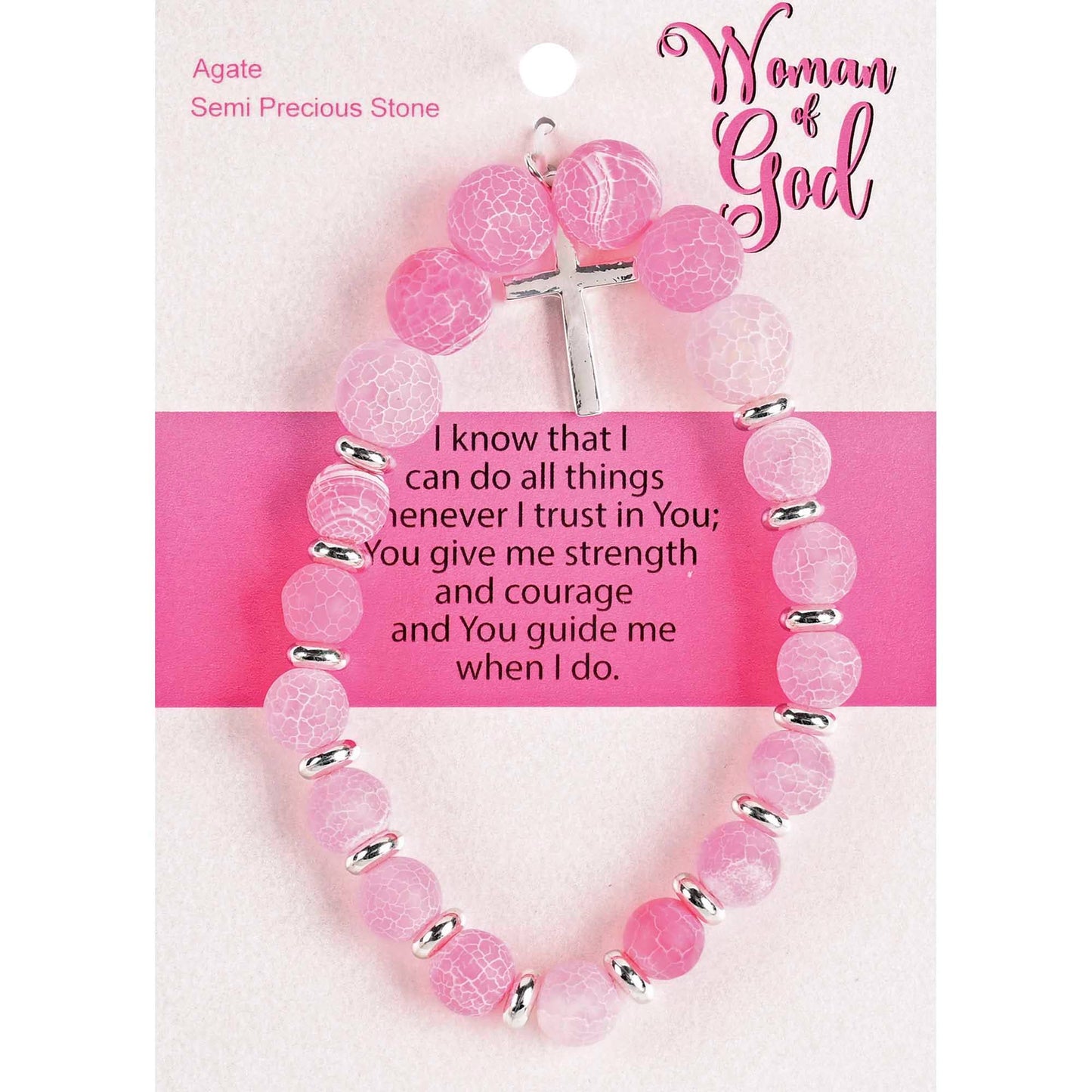 Bracelet Woman Of God Fuchsia W/Cross