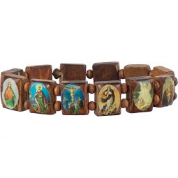 Wooden Bead Elastic Bracelet of Patron Saints