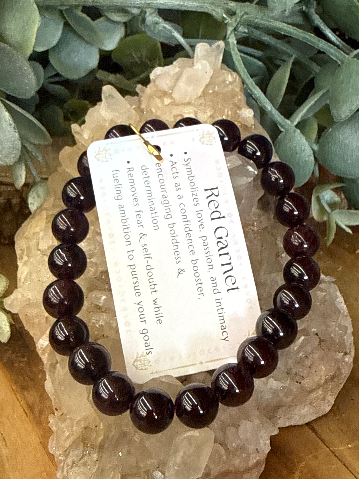 Red Garnet Crystal Bracelet 8mm Bead Size