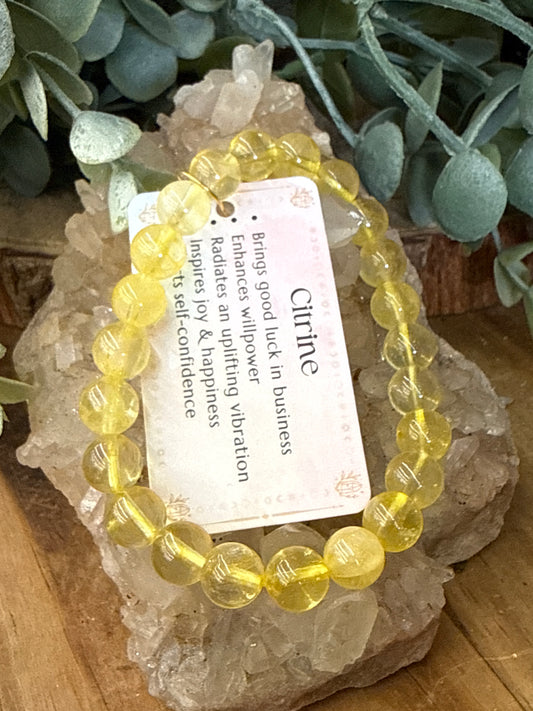 Citrine Crystal Bracelet 8mm Bead Size