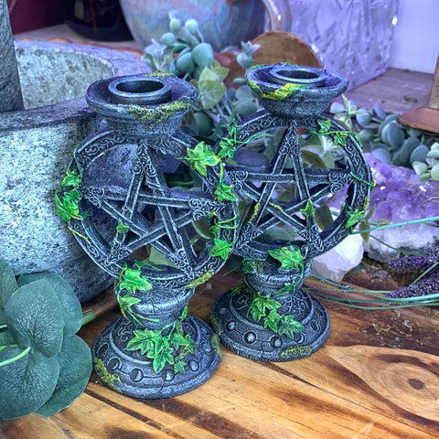 Wiccan Pentagram Candlestick Holders