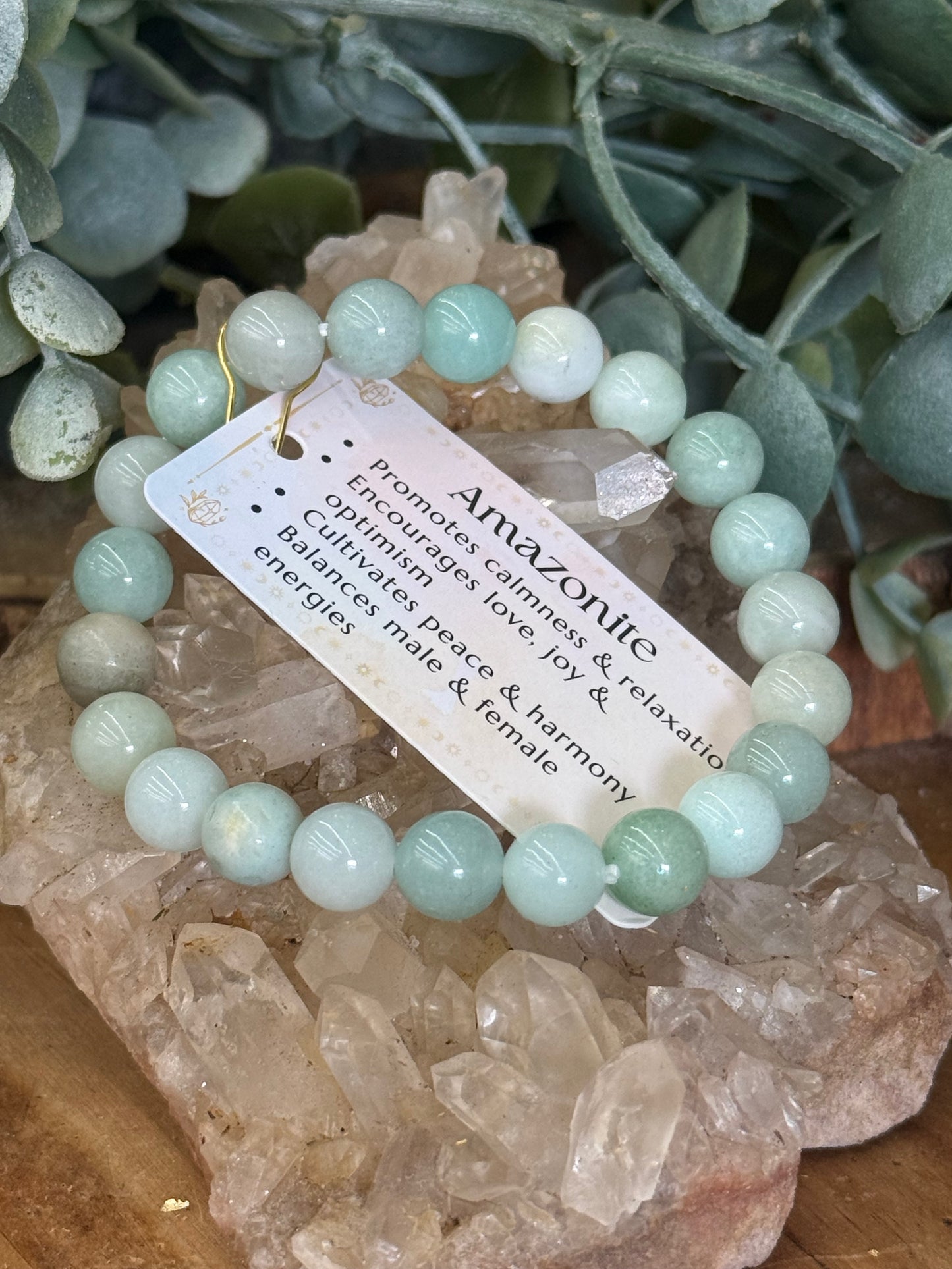Amazonite :Crystal Bracelet for Women Men, 8m  Bead Bracelet Stack: Amazonite / 8mm Bead Size