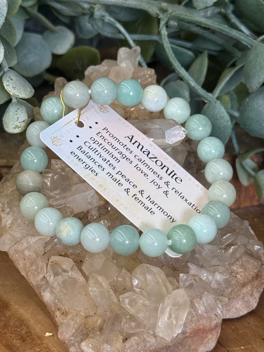 Amazonite :Crystal Bracelet for Women Men, 8m  Bead Bracelet Stack: Amazonite / 8mm Bead Size