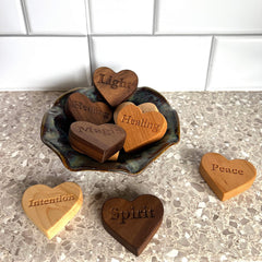 Wooden heart with words