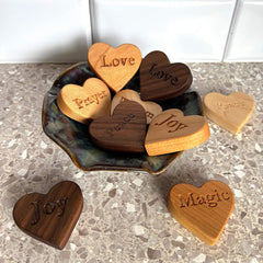 Wooden heart with words