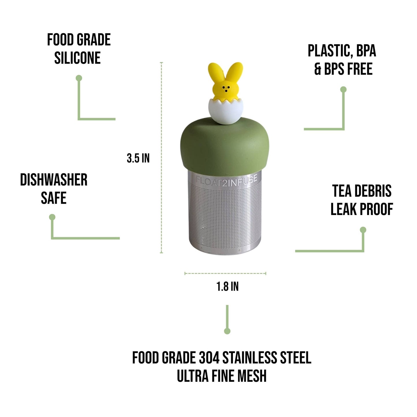 Yellow Peep | Floating Tea Steeper | Green Base | Easter Egg