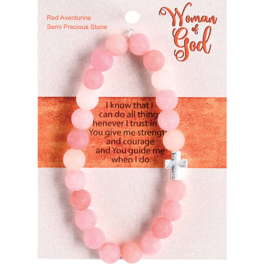 Bracelet Woman Of God Red With Cross