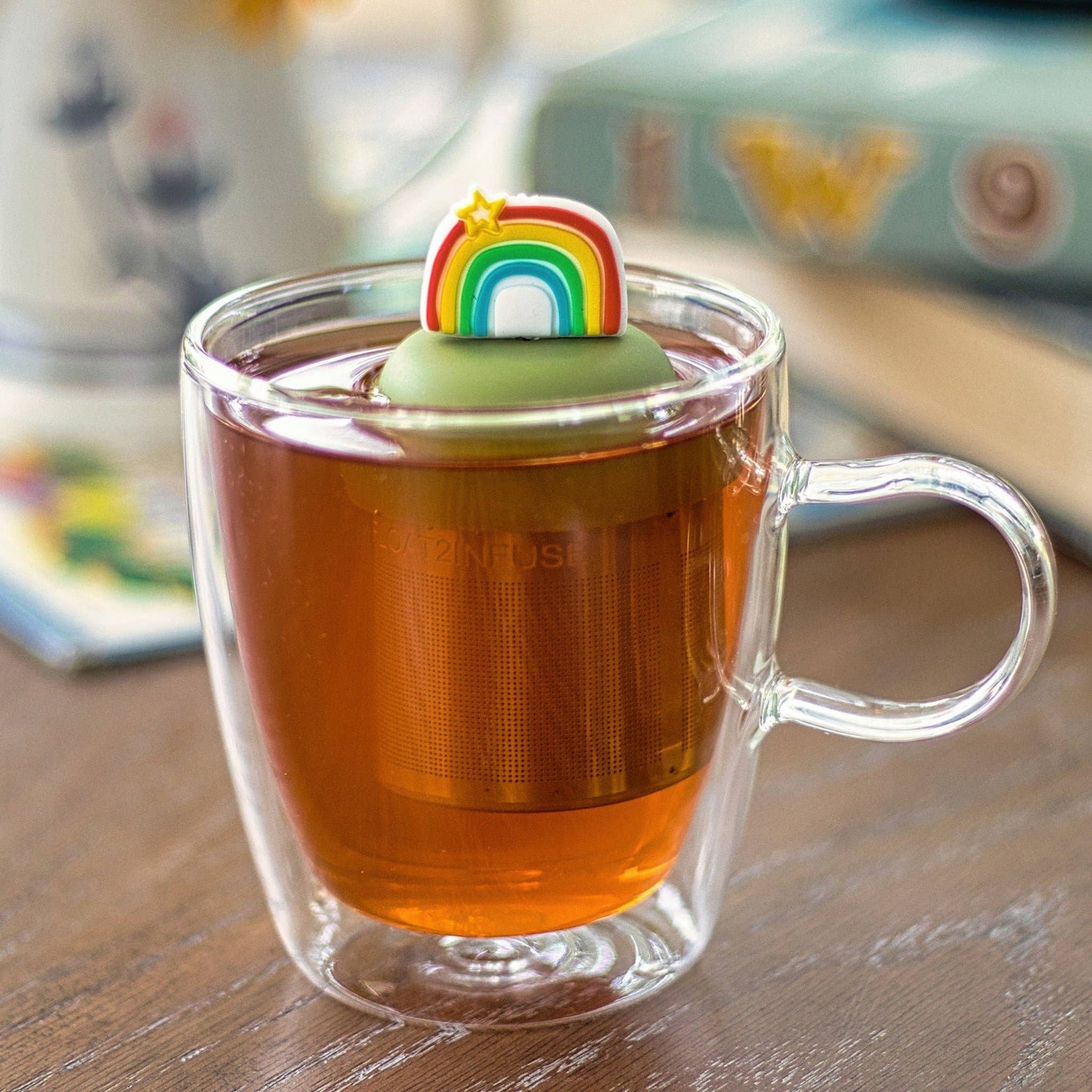 Rainbow | Floating Tea Steeper | Green Base | Multi-Color