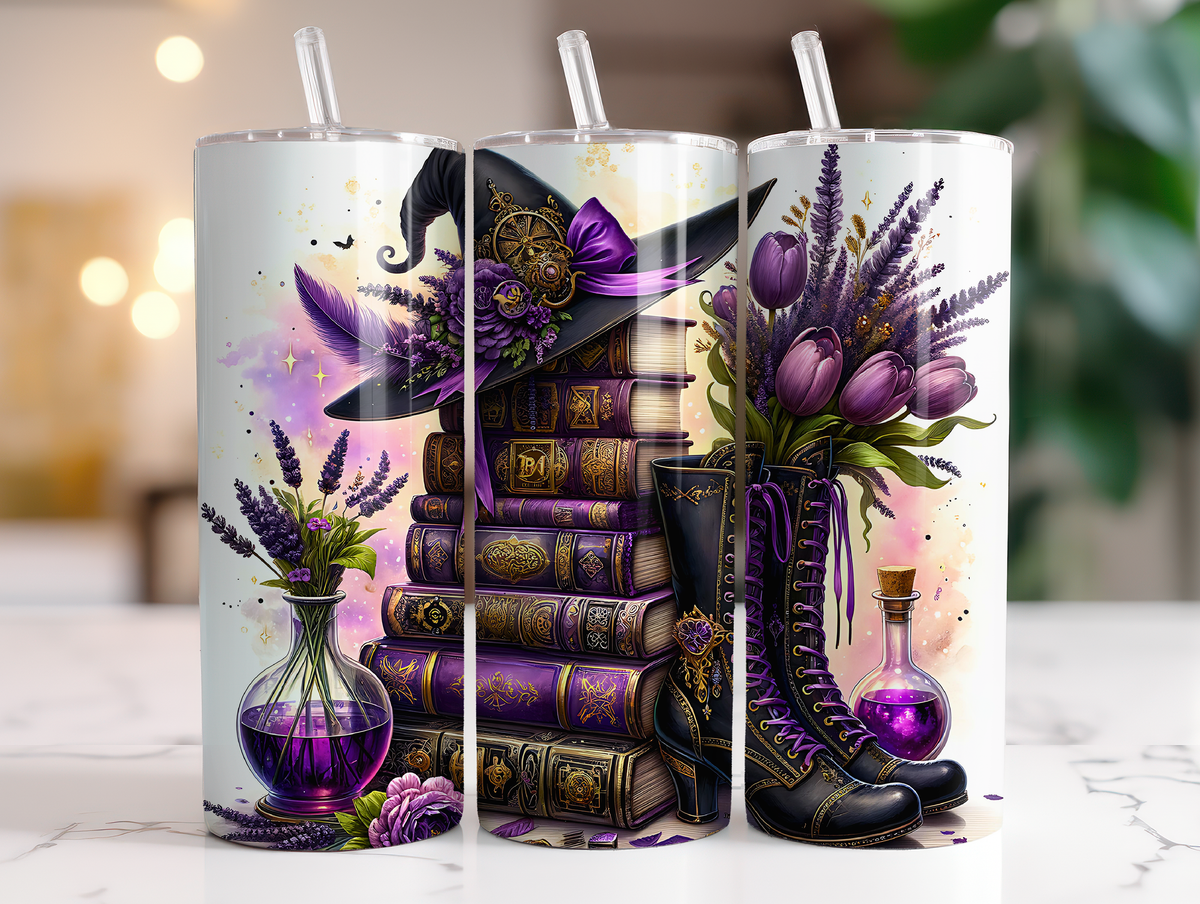 Witchy Books Halloween 20oz Skinny Tumbler