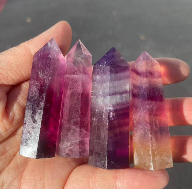 Candy Fluorite Stone Tower | Polished Crystal Point, 1PC: 1-2"