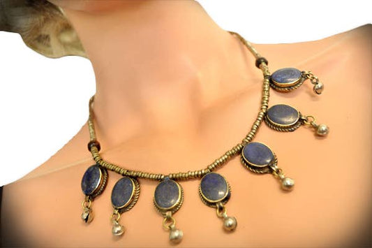 1892 - Necklace Lapis - Oval with Bells
