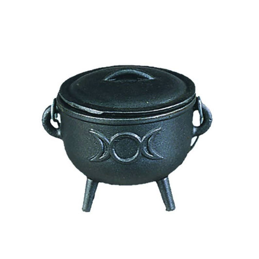 Triple Moon Cast Iron Cauldron w/ Lid (4.5 in.)