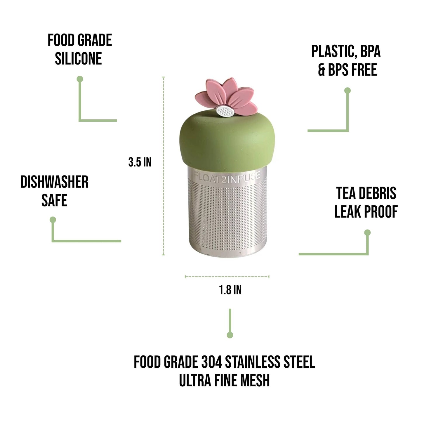 Lotus | Floating Tea Steeper | Green Base | Pink Lotus: Earth Green / Warm Pink Lotus