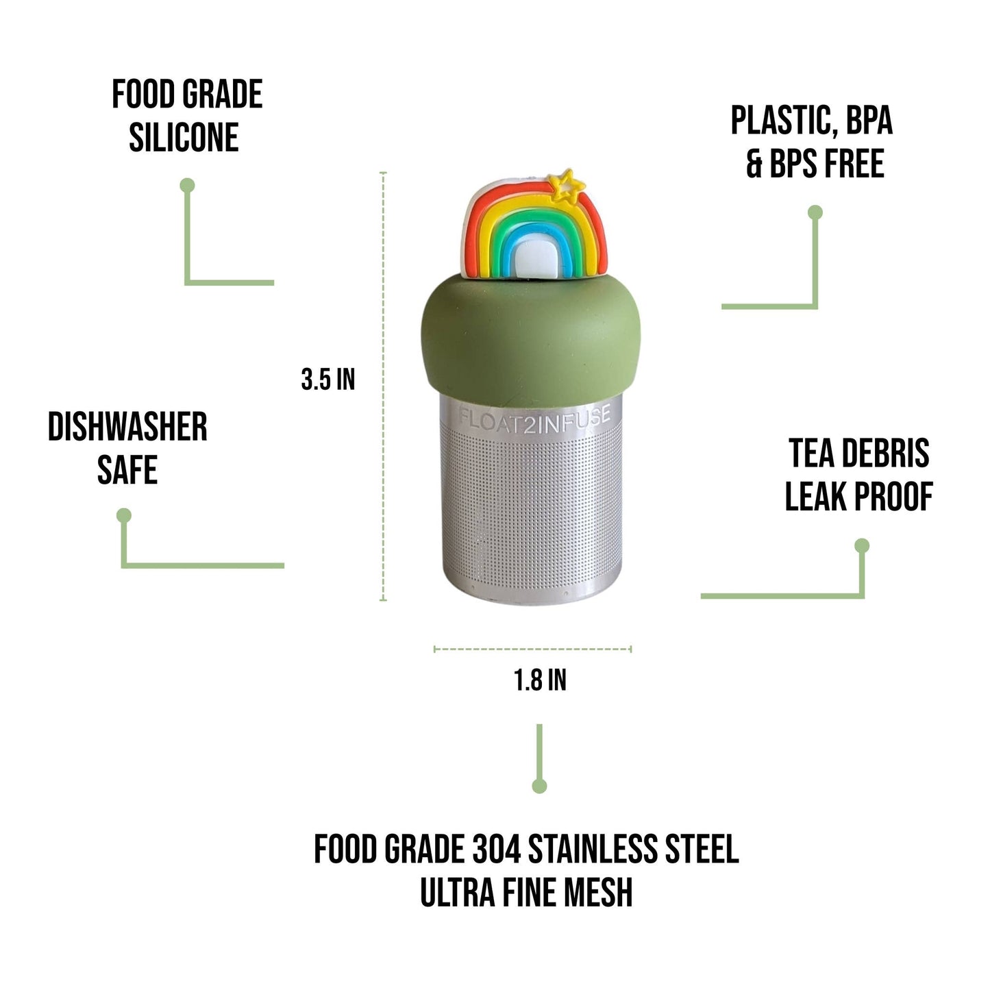 Rainbow | Floating Tea Steeper | Green Base | Multi-Color