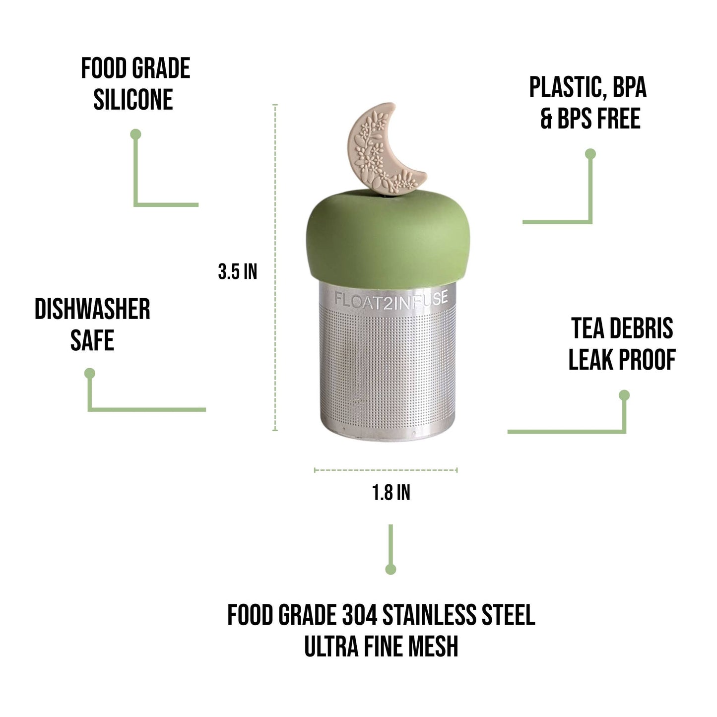 Ivory Floral Crescent Moon |Floating Tea Steeper |Green Base