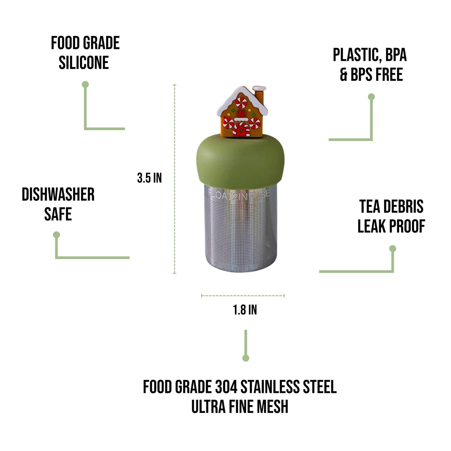 Cute Snail | Floating Tea Steeper | Green Base | Brown