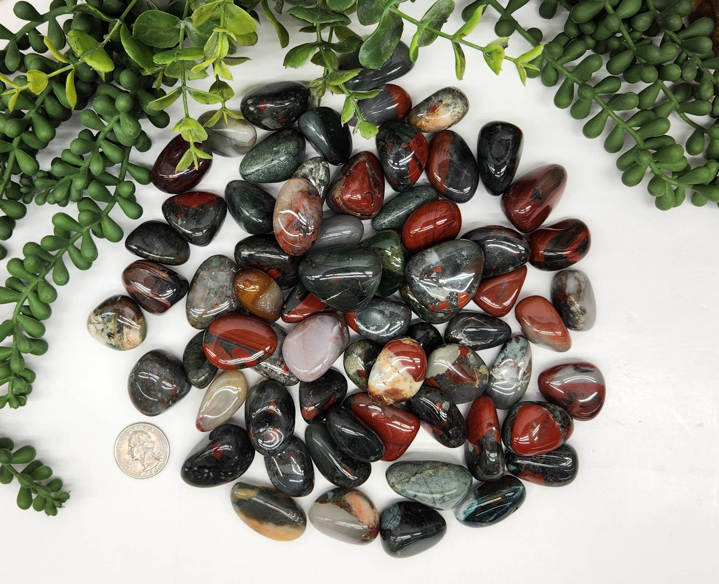 African Bloodstone Tumbled Gemstone (0.5kg/1.1lbs) 30-35mm: 0.5KG/1.1LBS