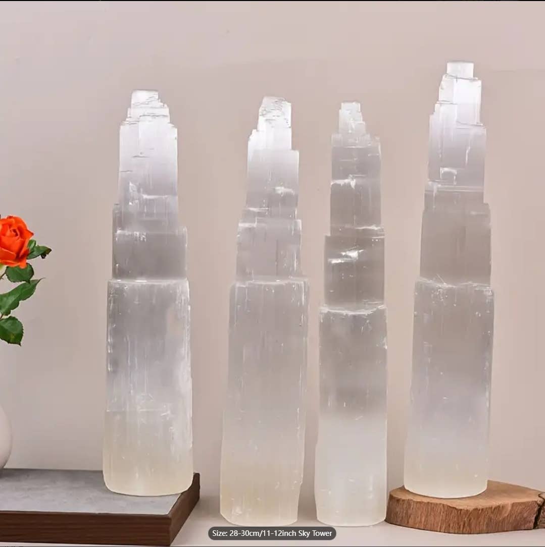 Large Selenite Sky Tower–6"/ 8" / 10" / 12" : 6“（15CM）