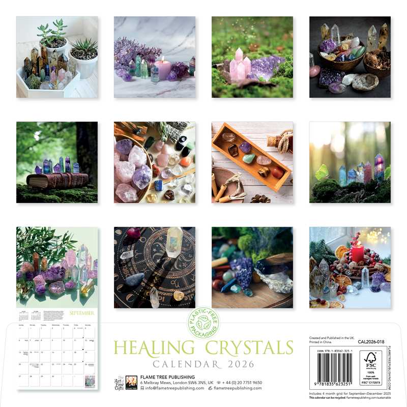 Healing Crystals Wall Calendar 2026 (Art Calendar) by: Calendar; 12 pages / English