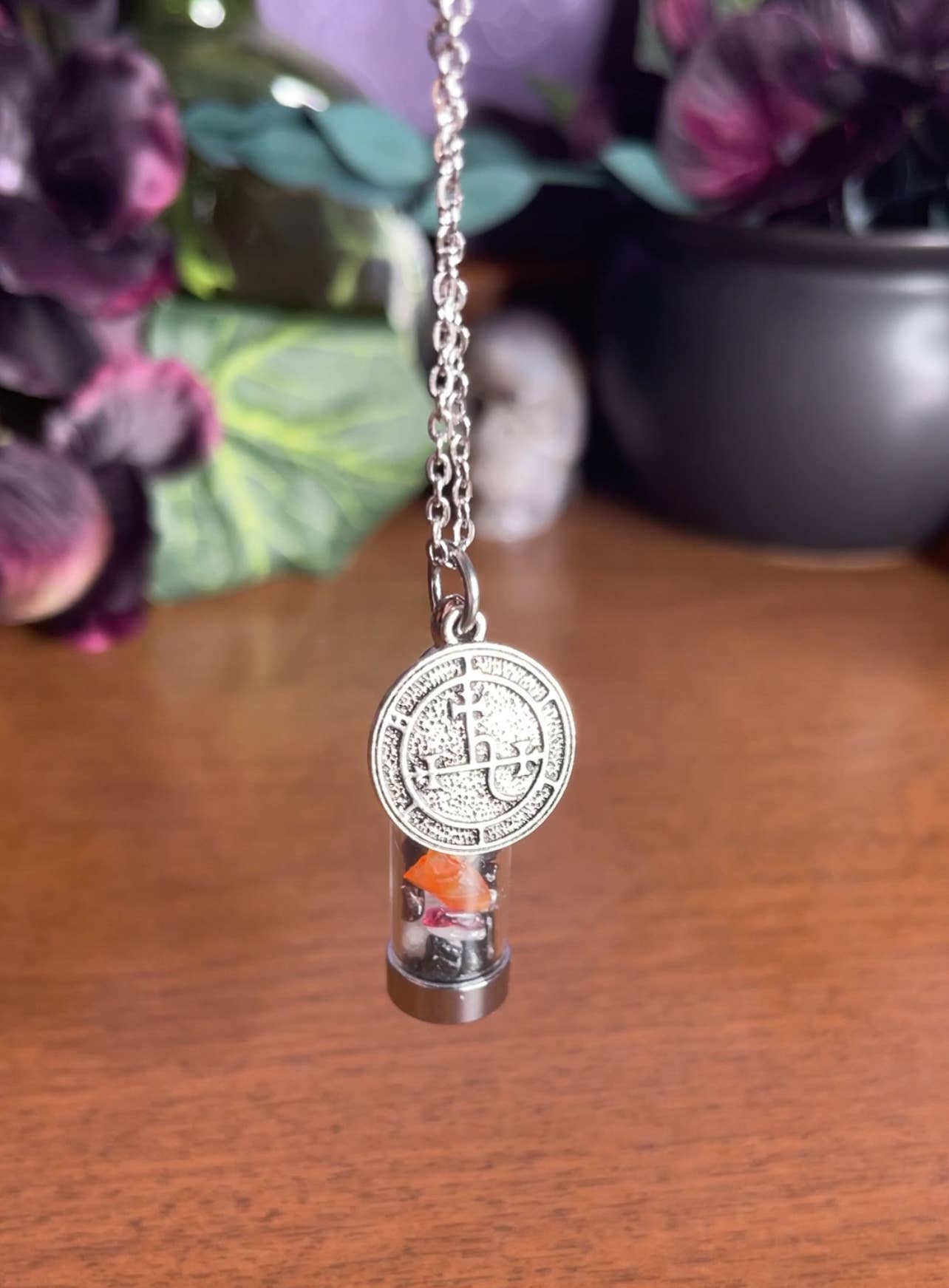 Lilith Spell Jar Amulet Necklace, Witchy Crystal Jewelry