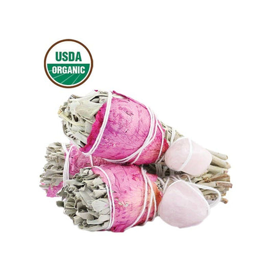 Sage w/rose petal & crystal
