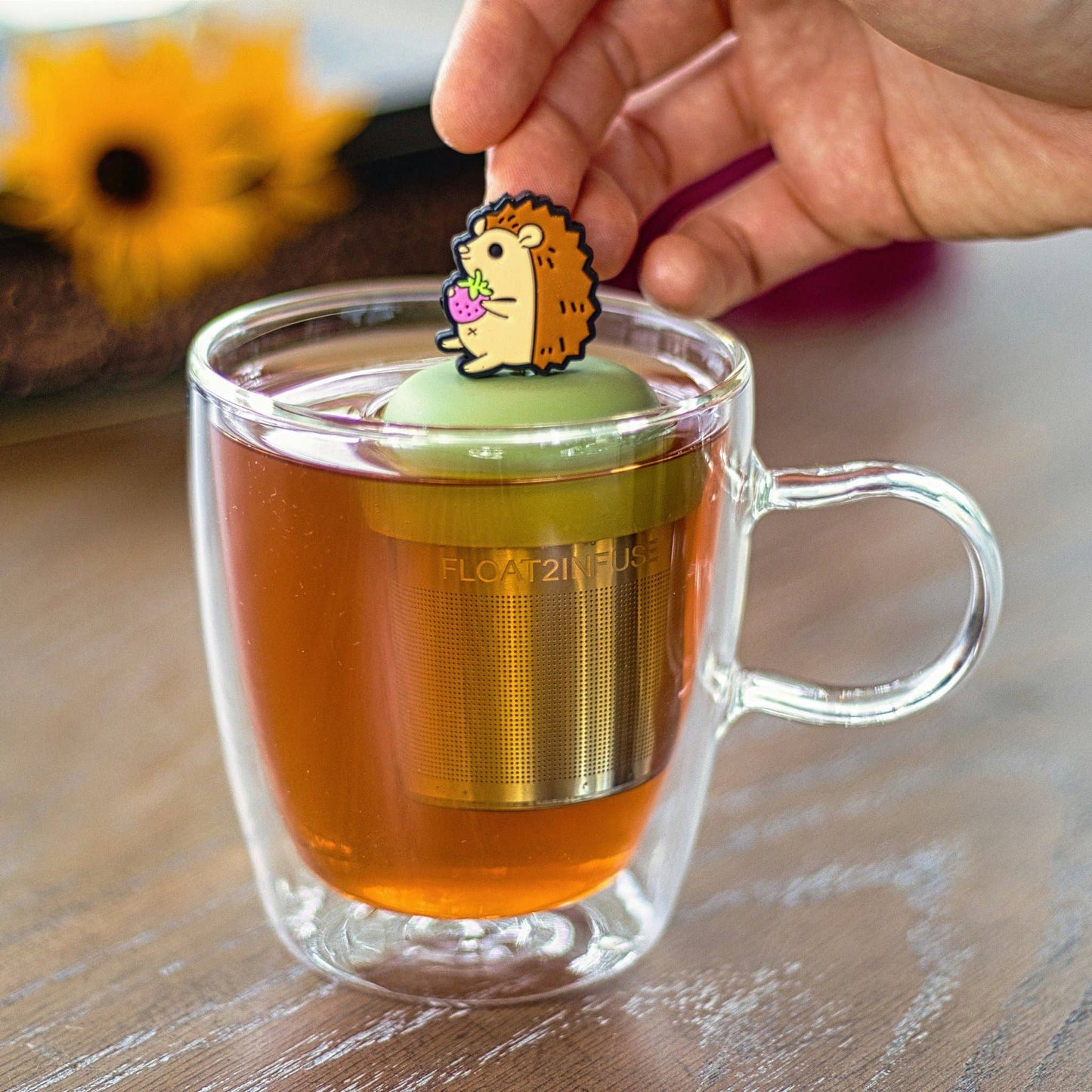 Hedgehog | Floating Tea Steeper | Green Base | Brown