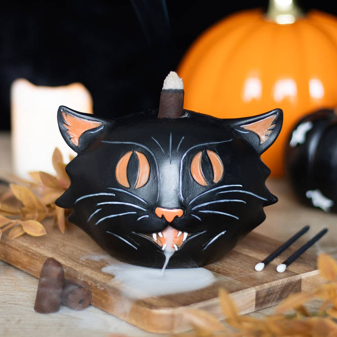Black Cat Halloween Backflow Incense Burner