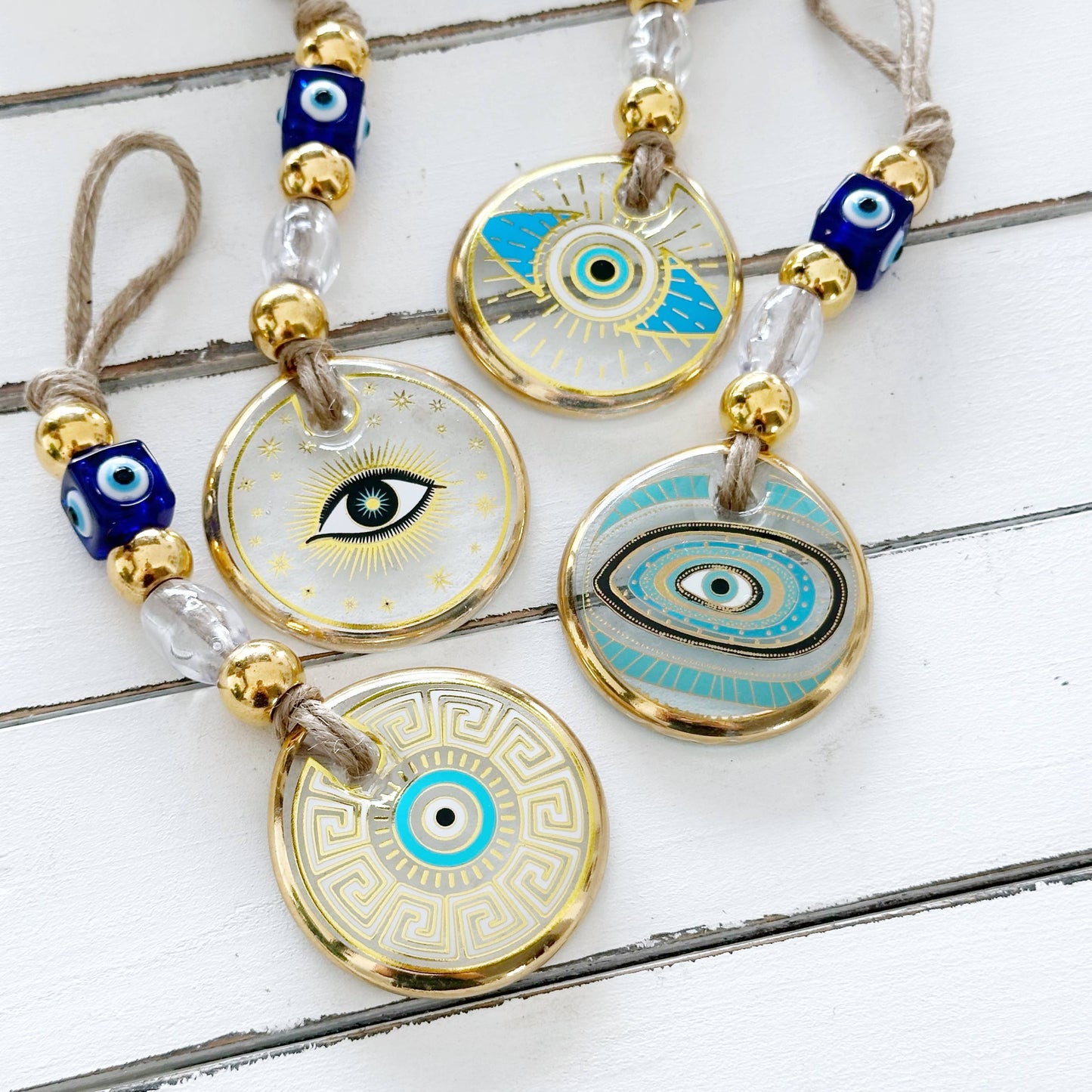Evil Eye Wall Hanging, Gold Evil Eye Wall Decor, Protection: Style 4