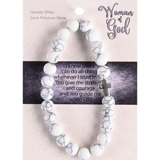 Bracelet Woman Of God Howlite With Cross