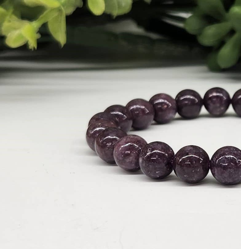 Lepidolite  Stretchable Gemstone Bracelet 8mm Beads