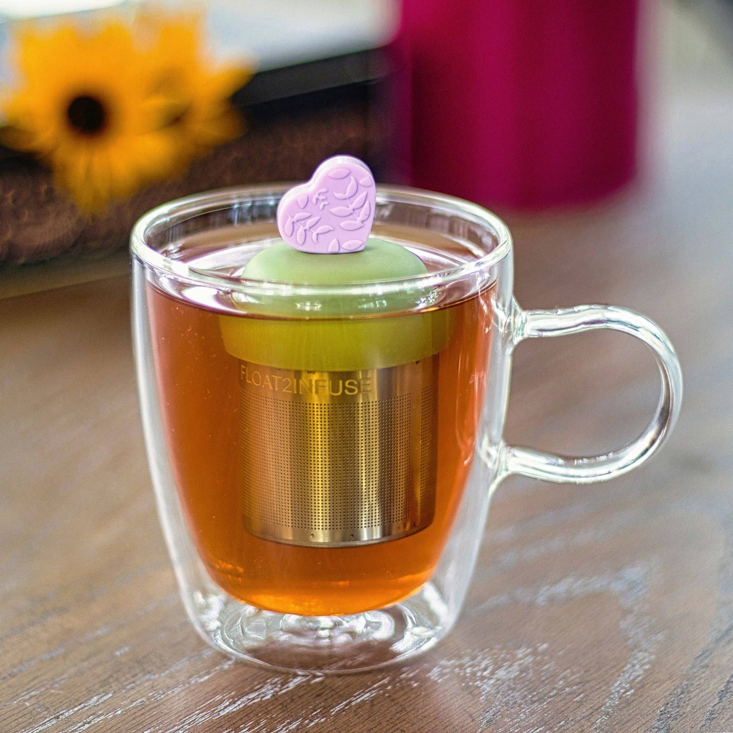 Lavender Heart | Floating Tea Steeper | Green Base | Floral