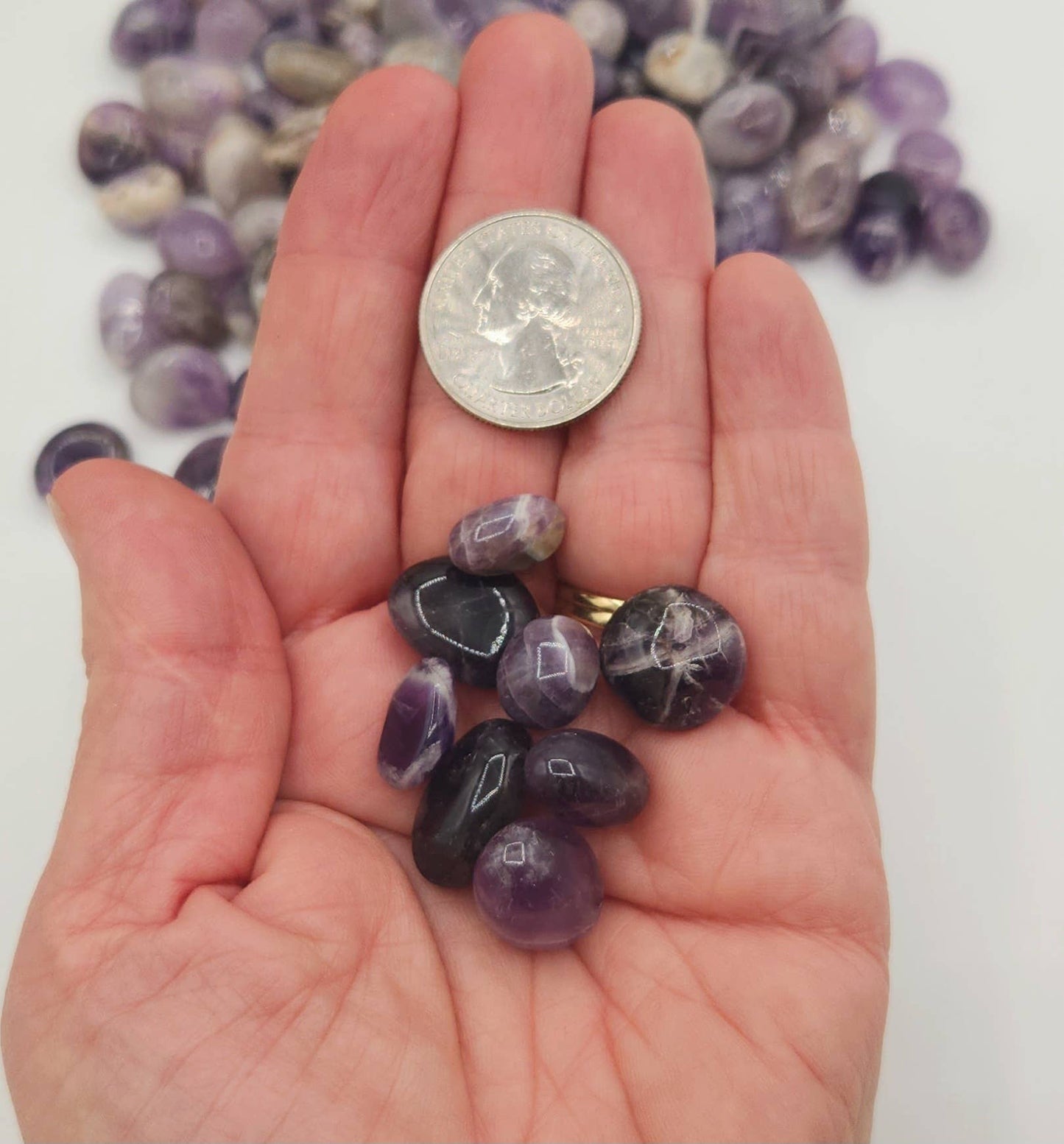Chevron Amethyst Tumbled Gemstones 10-20mm (0.5kg/1.1 lbs.): 0.5KG/1.1LBS