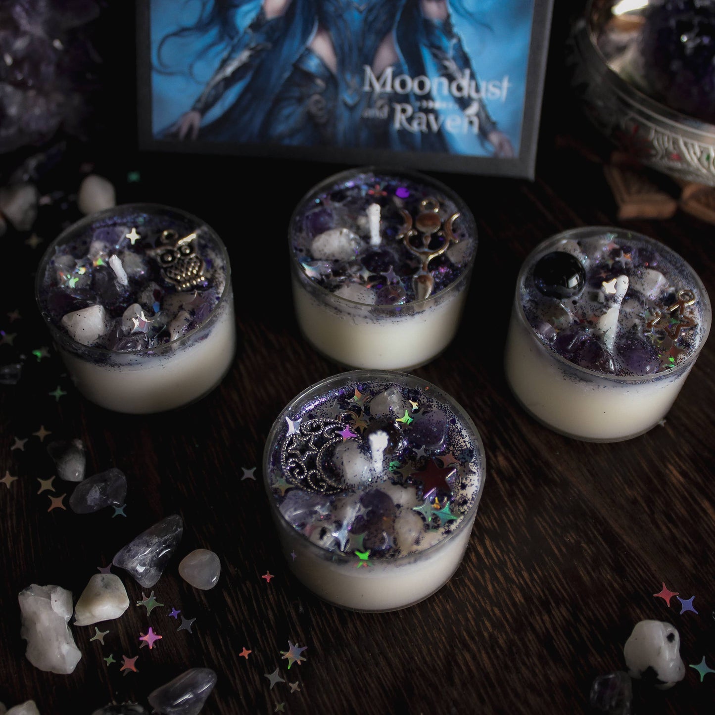 Nyx Tealight Crystal Candles, Ritual Candles