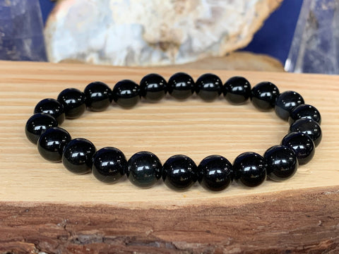 Black Obsidian 8 mm round bead bracelet